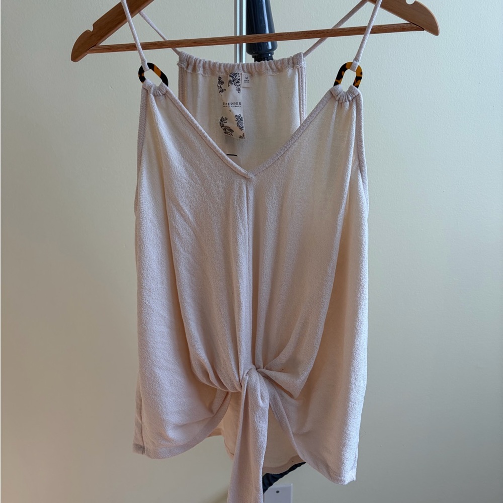 Blu Pepper Cream Tie-Front Camisole